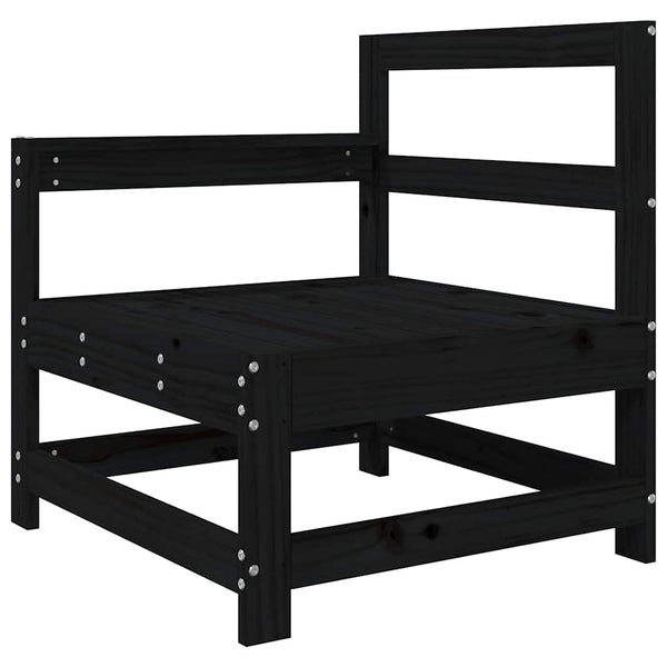 Gartenstuhl Kiefer Massivholz mit Kissen Schwarz