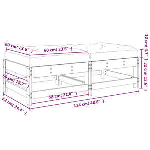 Gartenhocker mit Kissen, 2er Set
