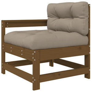 vidaXL Salon de jardin 3 pcs avec coussins Marron miel Bois massif
