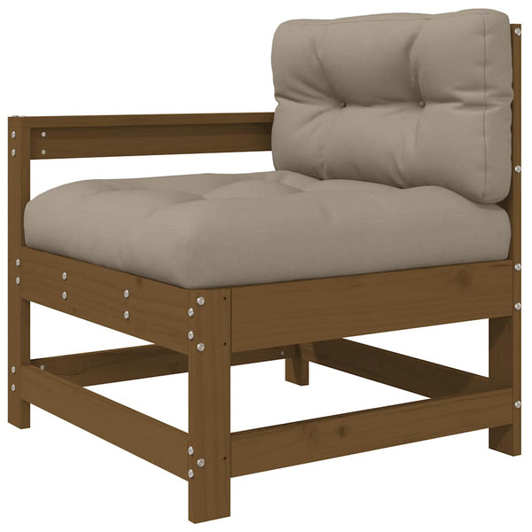 vidaXL Salon de jardin 3 pcs avec coussins Marron miel Bois massif