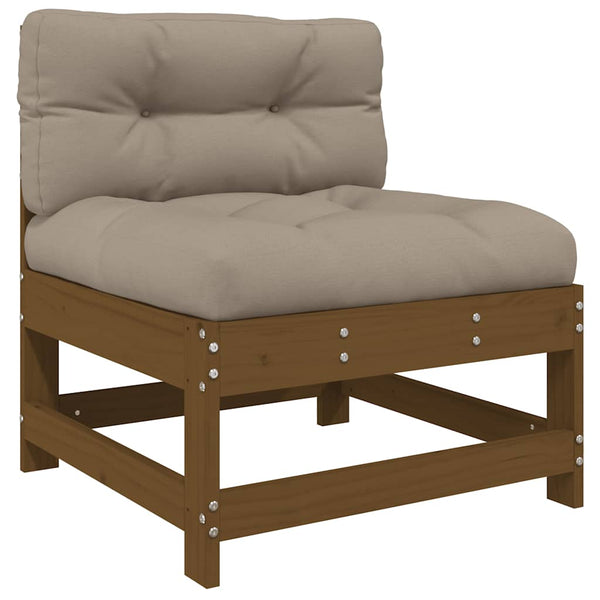 vidaXL Salon de jardin 3 pcs avec coussins Marron miel Bois massif
