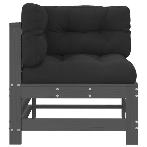vidaXL Canapé d'angle avec coussins Gris Bois de pin massif