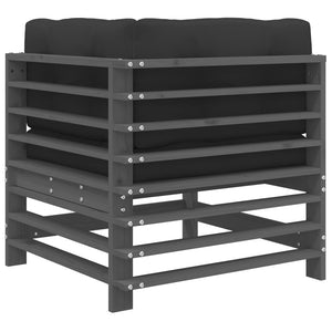 vidaXL Canapé d'angle avec coussins Gris Bois de pin massif
