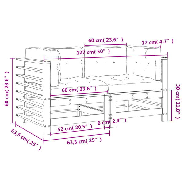 vidaXL Canapés d'angle avec coussins 2 pcs Bois de pin massif marron miel