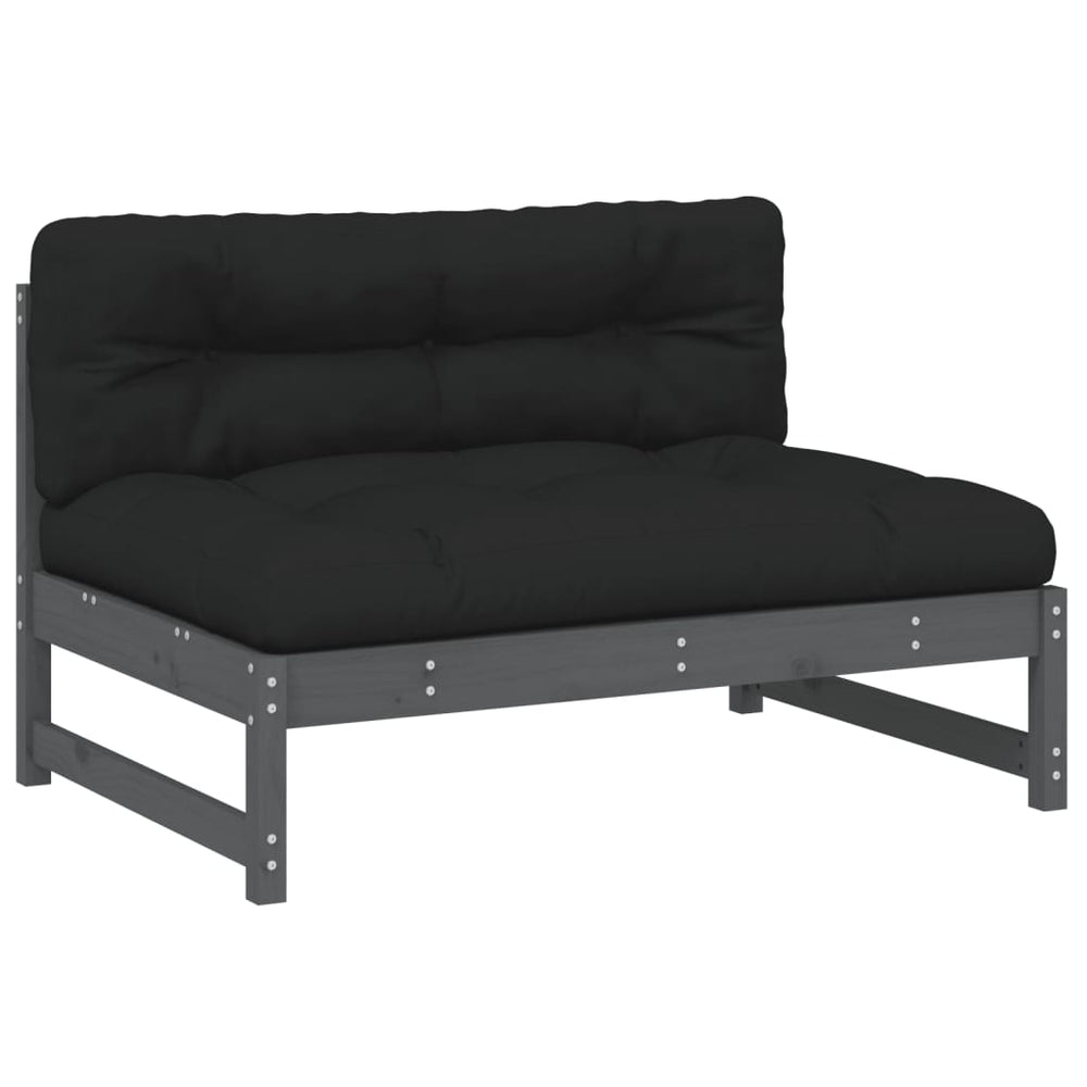 vidaXL Canapé central gris 120x80 cm Bois de pin massif