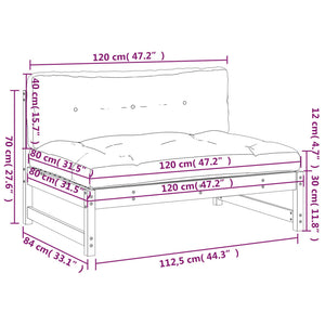 Graues Mittelsofa 120x80 cm Kiefer Massivholz