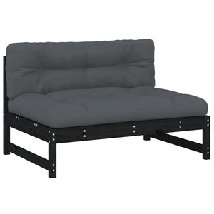 Schwarzes Mittelsofa 120 cm Kiefer Massivholz