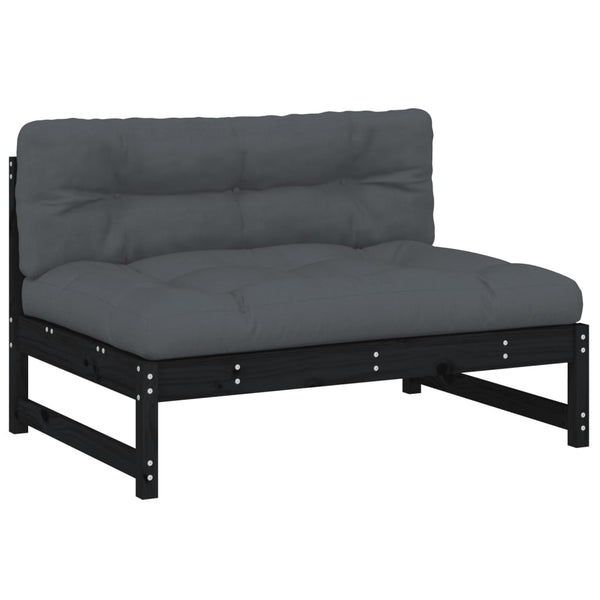 Schwarzes Mittelsofa 120 cm Kiefer Massivholz