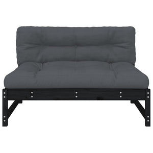 Schwarzes Mittelsofa 120 cm Kiefer Massivholz