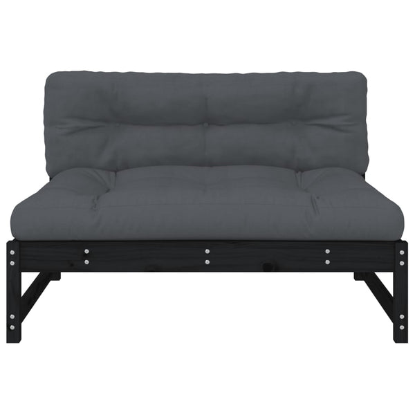 Schwarzes Mittelsofa 120 cm Kiefer Massivholz