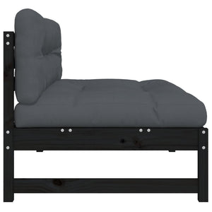 Schwarzes Mittelsofa 120 cm Kiefer Massivholz