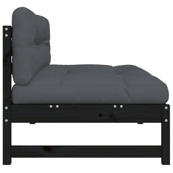 Schwarzes Mittelsofa 120 cm Kiefer Massivholz