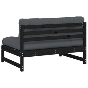 Schwarzes Mittelsofa 120 cm Kiefer Massivholz