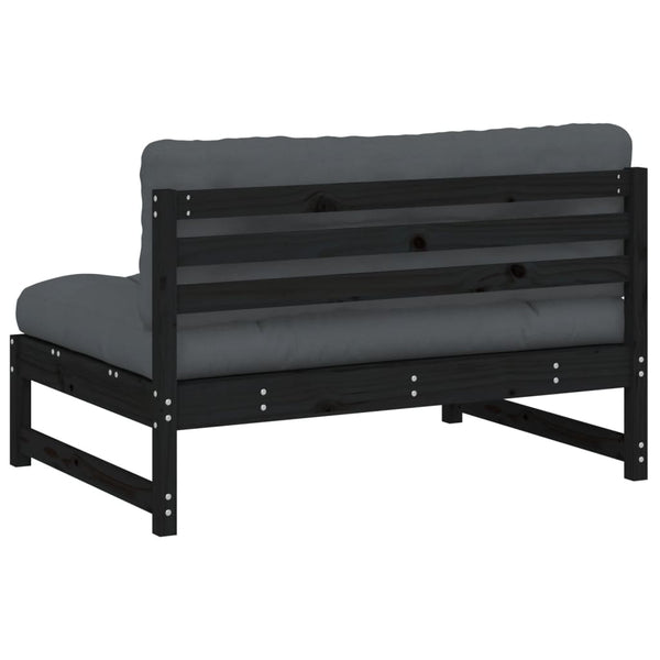 Schwarzes Mittelsofa 120 cm Kiefer Massivholz