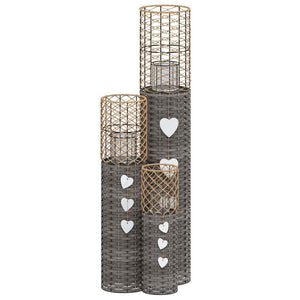 vidaXL Bougeoirs 3 pcs Gris Osier