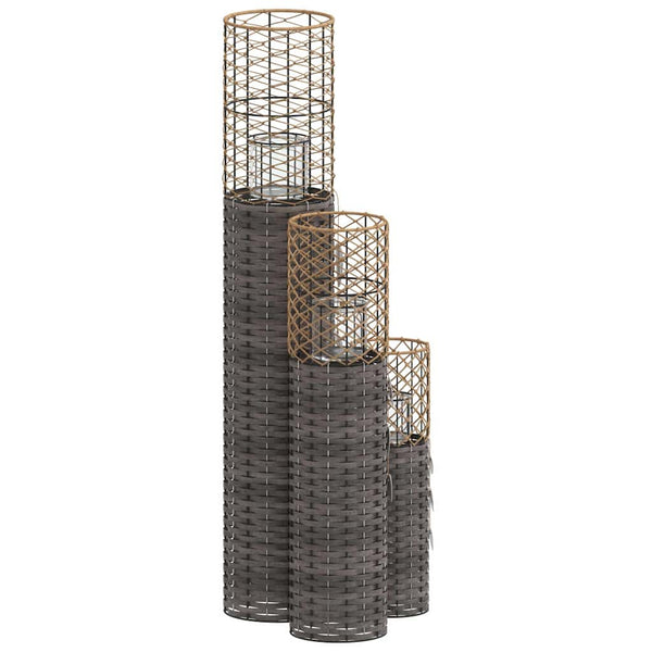vidaXL Bougeoirs 3 pcs Gris Osier