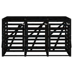 Mülltonnenbox für 3 Tonnen Schwarz Massivholz Kiefer