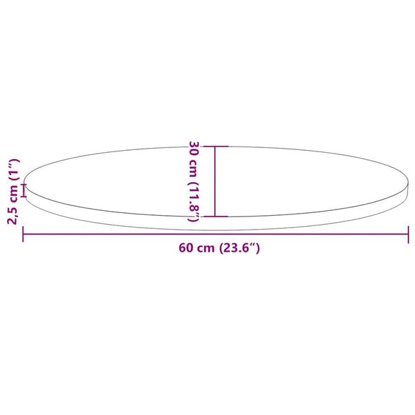 Tischplatte Oval 60x30 cm Kiefer Massivholz