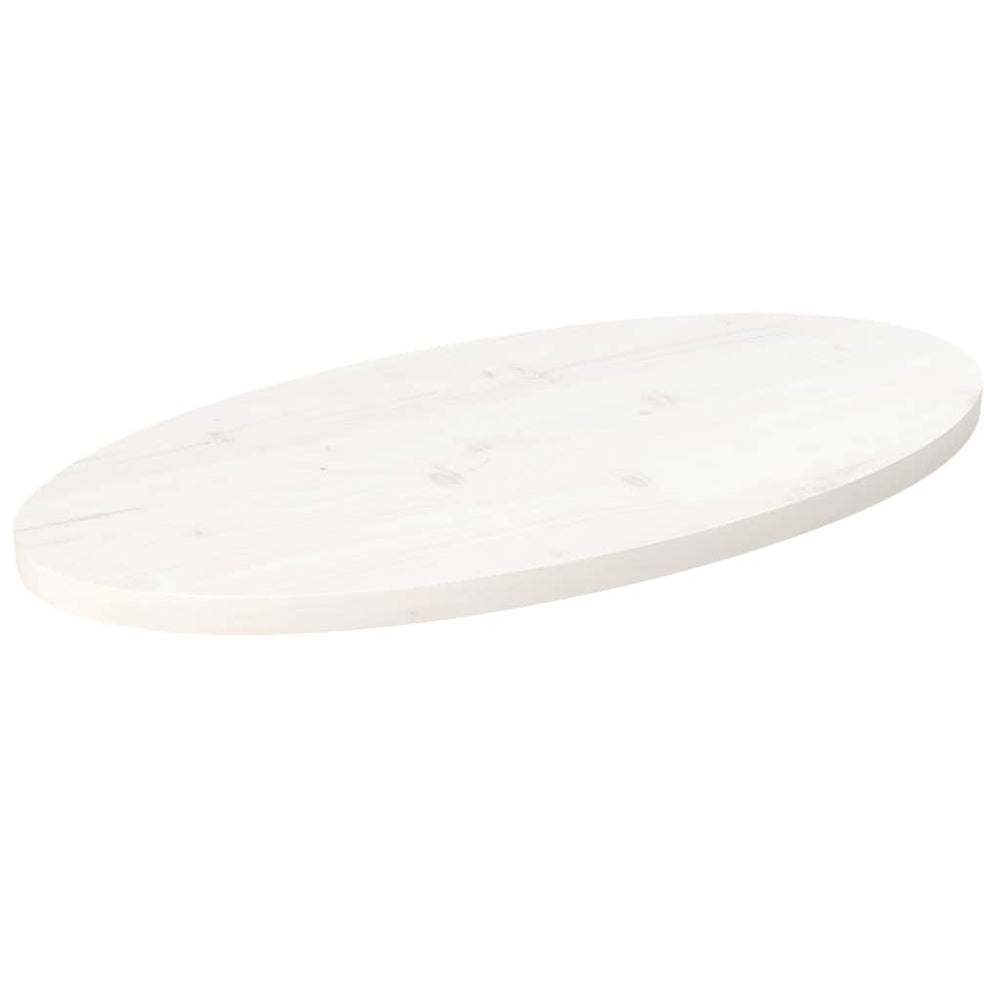 vidaXL Plateau de table Blanc 70x35x2,5 cm Bois de pin massif Ovale