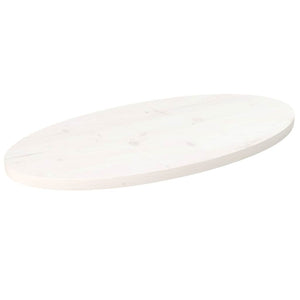 Weiße Tischplatte Oval 70x35 cm Kiefer Massivholz