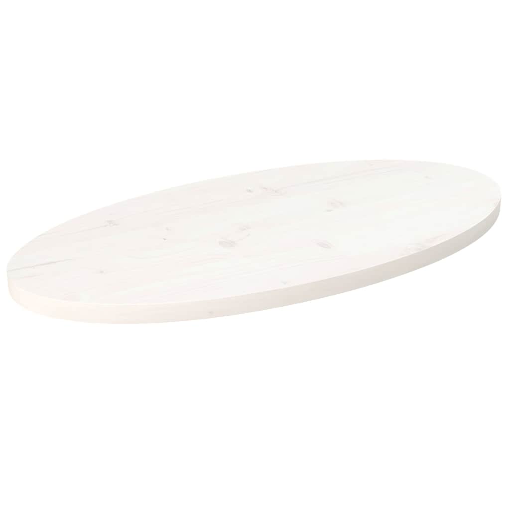 Weiße Tischplatte Oval 70x35 cm Kiefer Massivholz