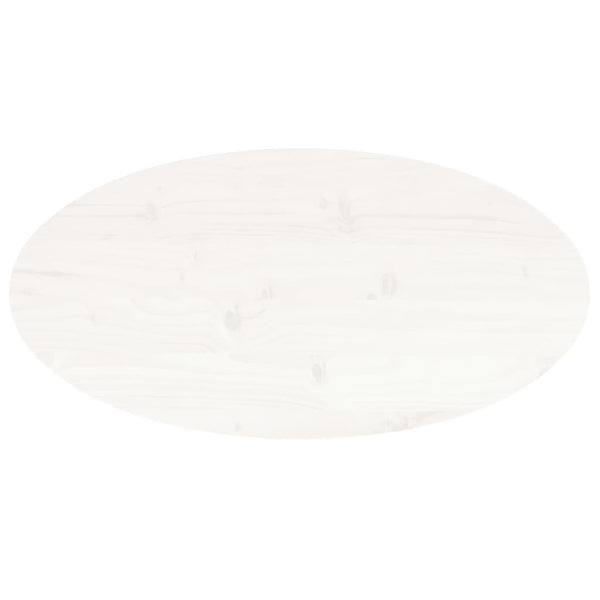Weiße Tischplatte Oval 80x40 cm Kiefer Massivholz