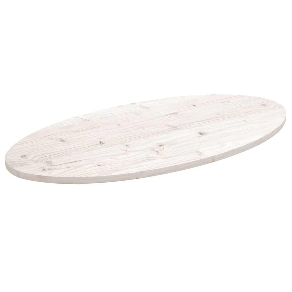 Tischplatte Weiß 90x45 cm Kiefer Massivholz Oval