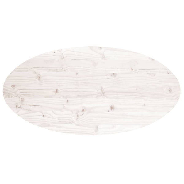 Weiße Tischplatte Oval 100x50 cm Kiefer Massivholz
