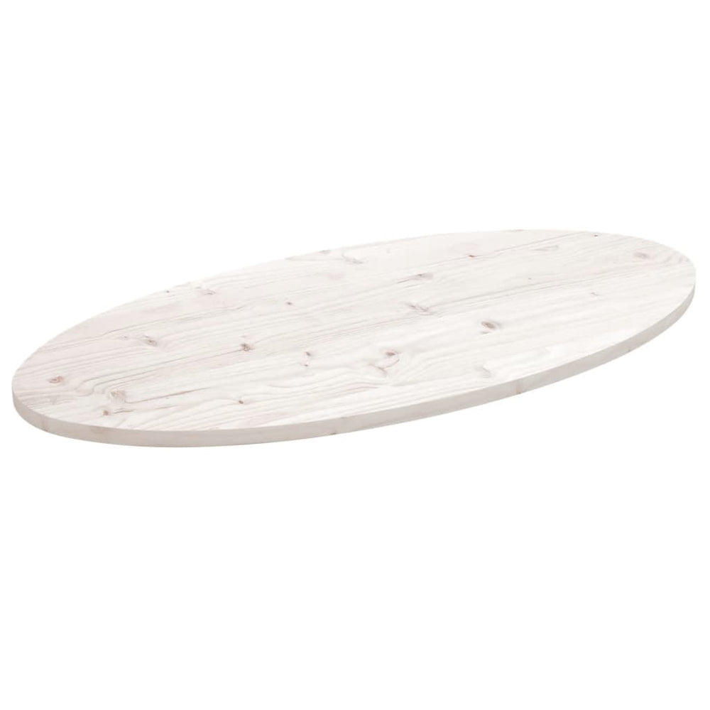 vidaXL Plateau de table Blanc 110x55x2,5 cm Bois de pin massif Ovale