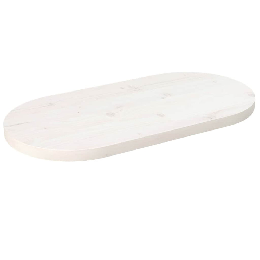 vidaXL Plateau de table Blanc 60x30x2,5 cm Pin Massif Ovale