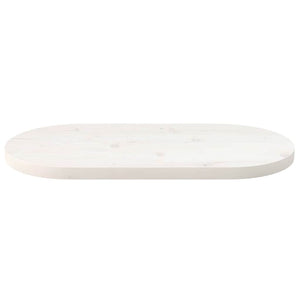 Tischplatte Weiß Oval 60x30 cm Kiefer Massivholz