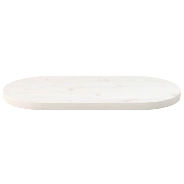 Tischplatte Weiß Oval 60x30 cm Kiefer Massivholz