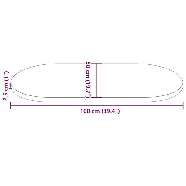 Massivholz Tischplatte Kiefer Oval 100x50 cm