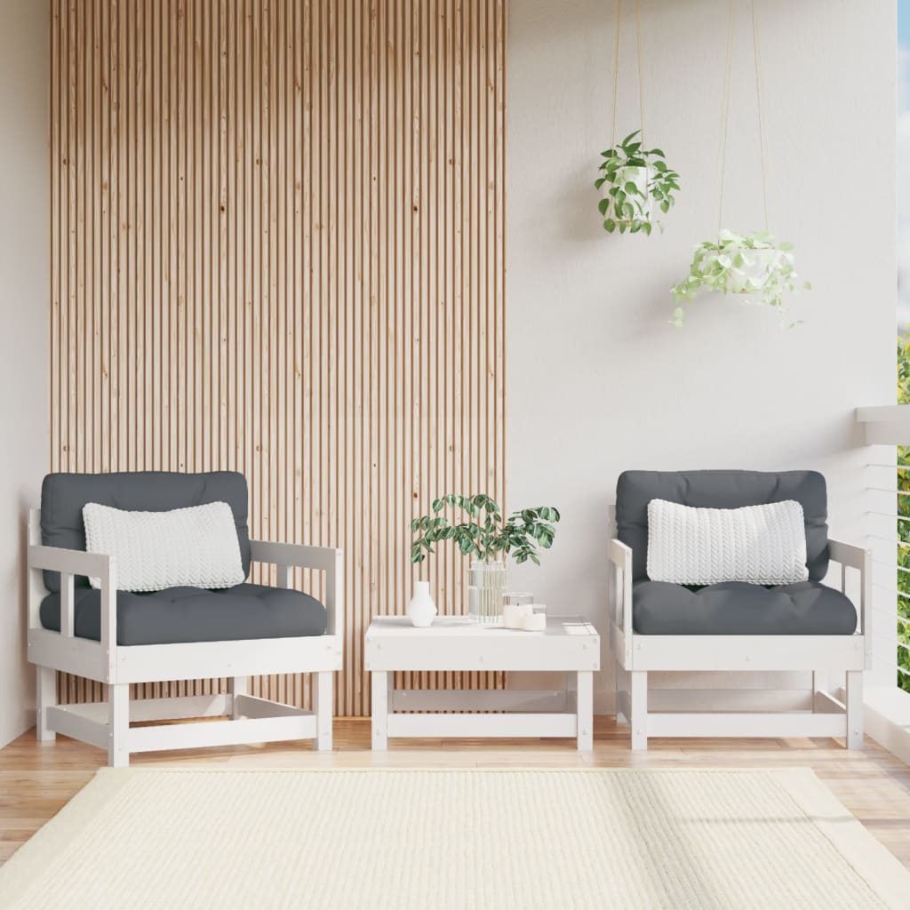 Gartenstühle 2er Set Weiß Kiefernholz