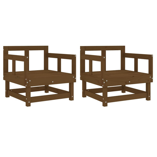 2er Set Gartenstühle Honigbraun Kiefer Massivholz