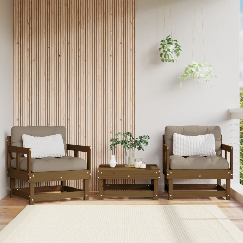 2er Set Gartenstühle Honigbraun Kiefer Massivholz