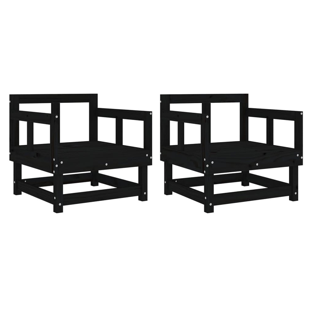 Gartenstühle 2er Set Kiefer Massivholz Schwarz