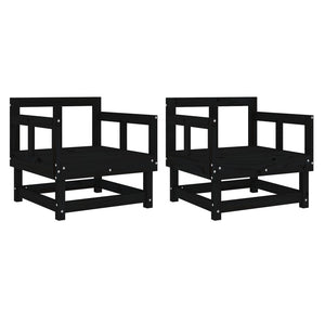 Gartenstühle 2er Set Kiefer Massivholz Schwarz