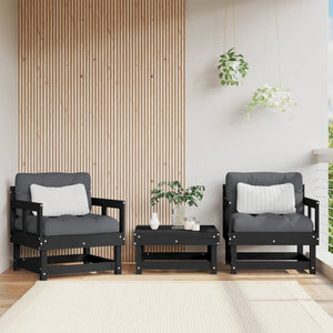 Gartenstühle 2er Set Kiefer Massivholz Schwarz