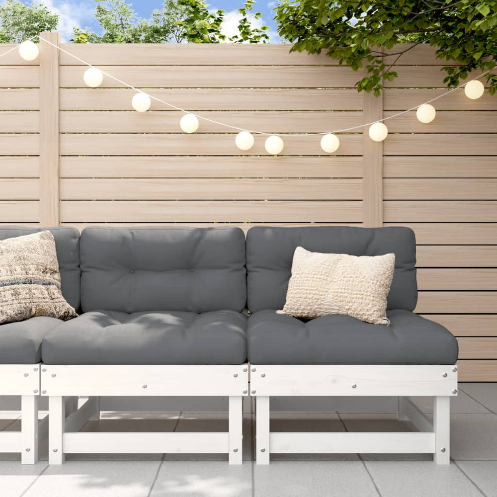 vidaXL Canapés centraux de jardin 2 pcs Blanc Bois de pin massif