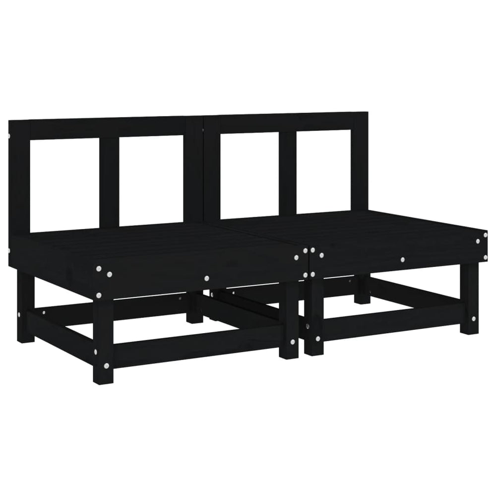 vidaXL Canapés centraux de jardin 2 pcs Noir Bois de pin massif