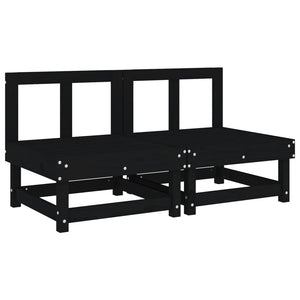 vidaXL Canapés centraux de jardin 2 pcs Noir Bois de pin massif