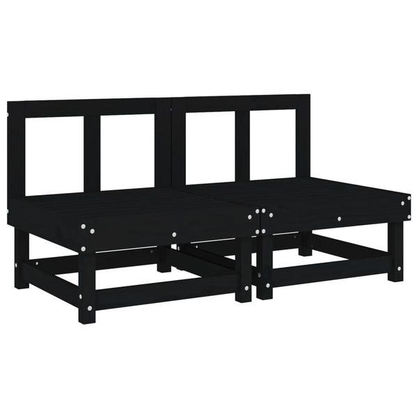vidaXL Canapés centraux de jardin 2 pcs Noir Bois de pin massif