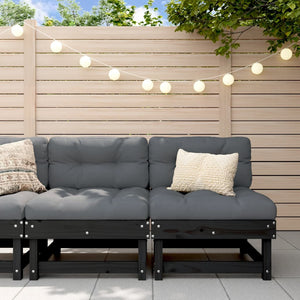 vidaXL Canapés centraux de jardin 2 pcs Noir Bois de pin massif
