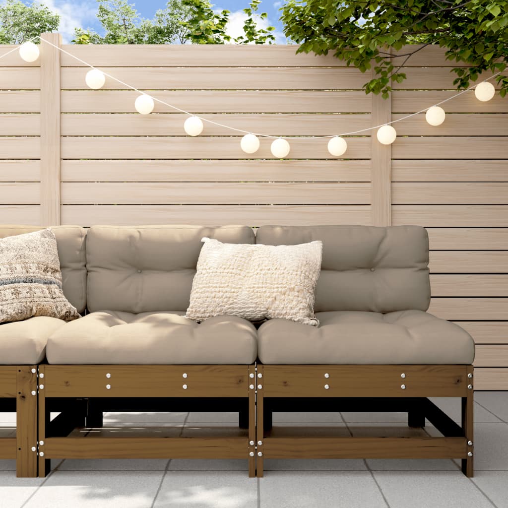 vidaXL Canapés centraux de jardin 2 pcs Marron miel Bois de pin massif