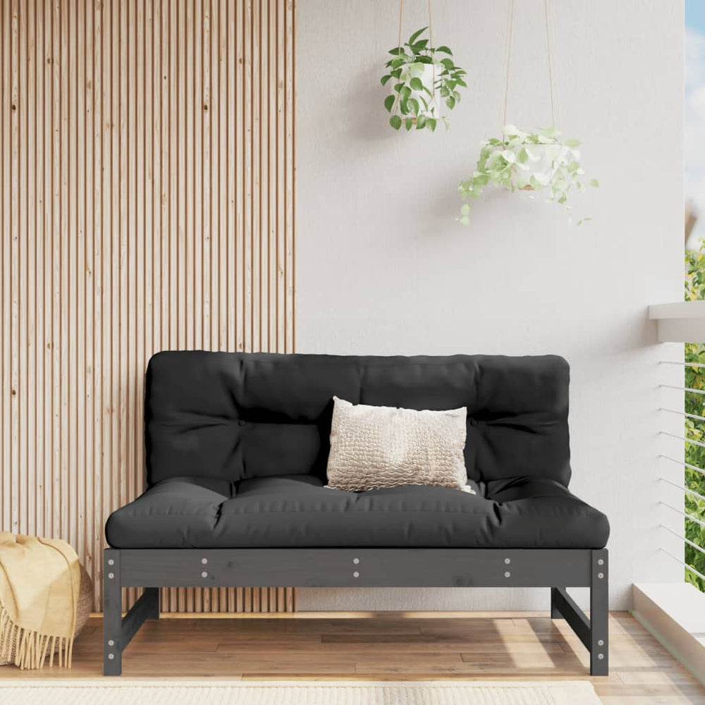 vidaXL Canapé central de jardin gris 120x80 cm Bois de pin massif