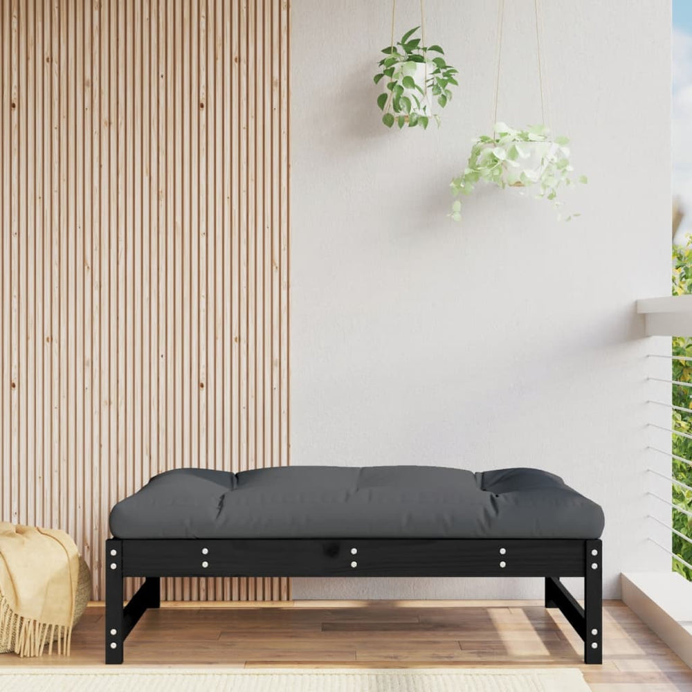 Gartenhocker Schwarz 120x80 cm Kiefer Massivholz