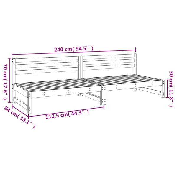 vidaXL Canapés centraux de jardin 2 pcs 120x80 cm Bois de pin massif