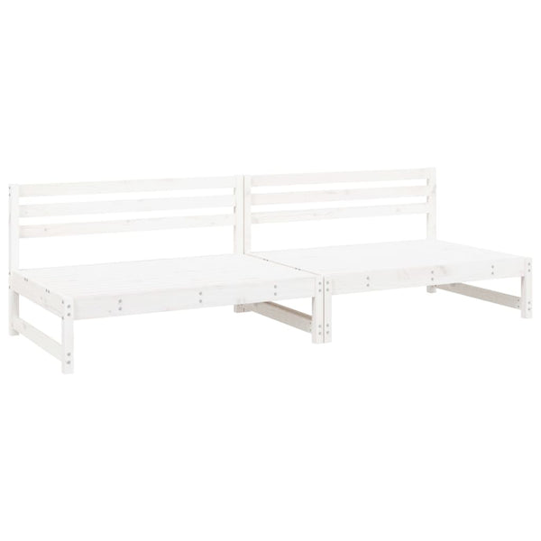 Garten Mittelsofas 2er Set Kiefer Massivholz Weiß