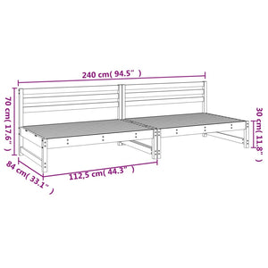 Garten Mittelsofas 2er Set Kiefer Massivholz Weiß
